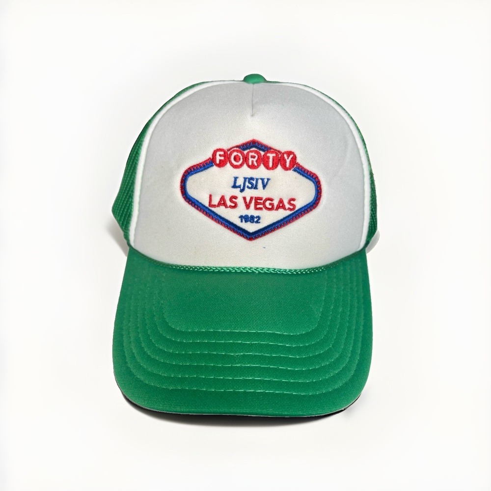 Otto Las Vegas LJSIV Forty 1982 Green White Mesh Trucker Hat Snapback Cap